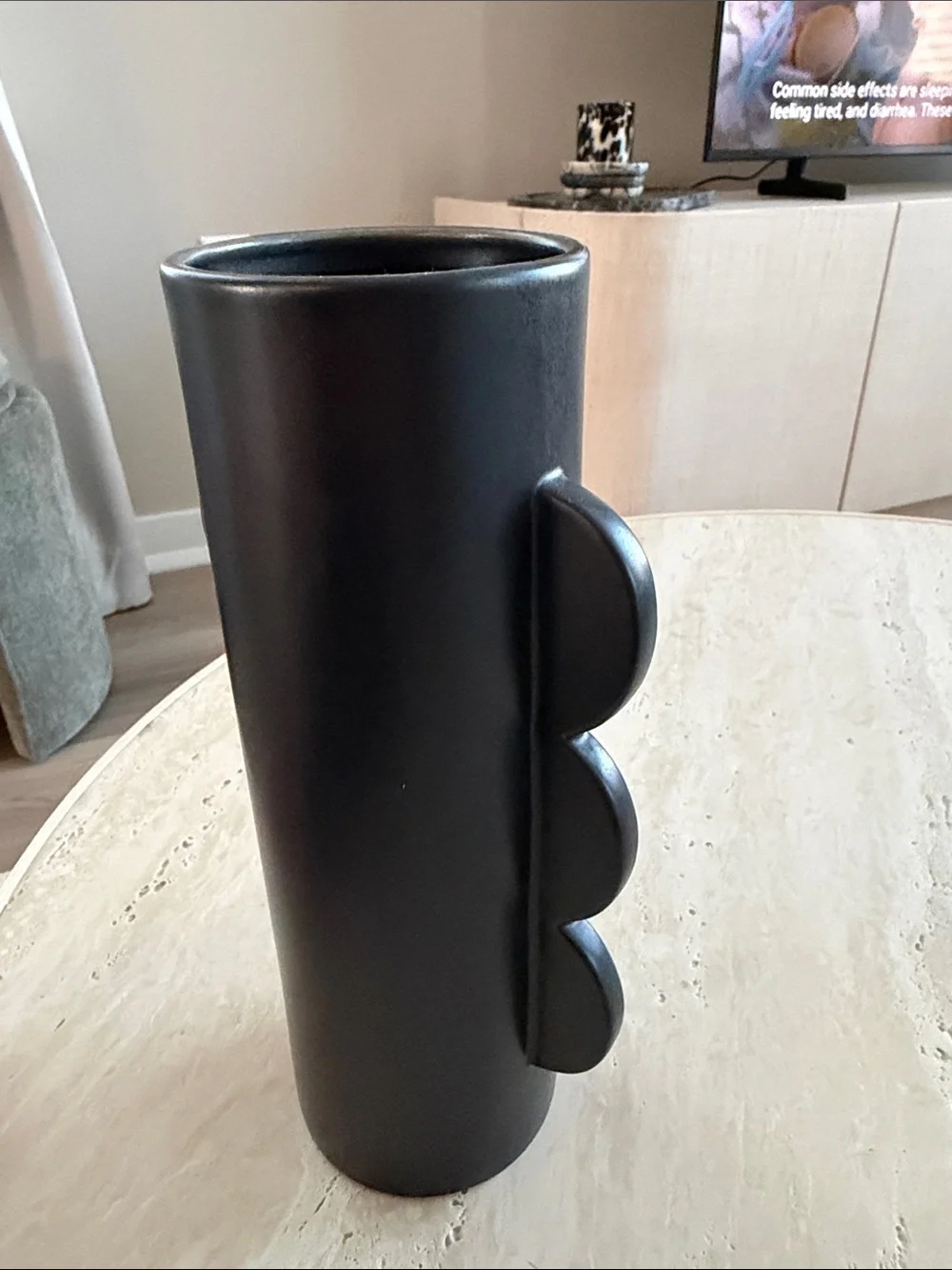 H&M Home Matte Black Scalloped Sides Decorative Vase